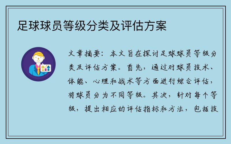 足球球员等级分类及评估方案